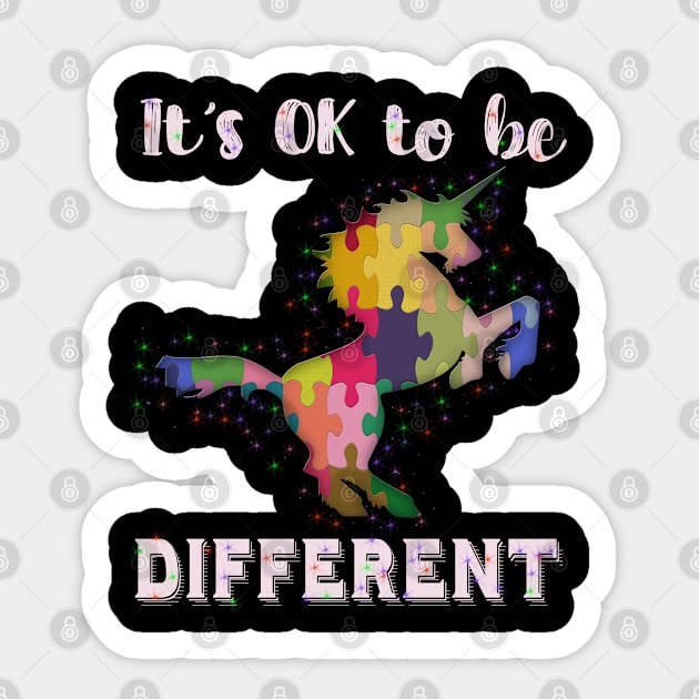 Its Ok To Be Different Autism Spectrum Disorder Awareness Warrior SPED Special Family Sticker by familycuteycom